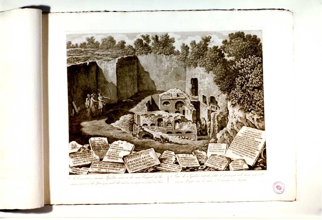 Ritrovamento di antichi sepolcri lungo la via Appia - incisione, Isernia